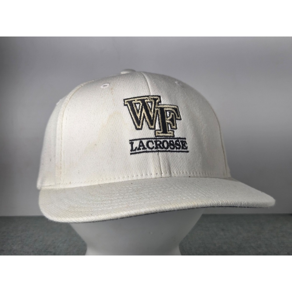 Wake Forest Lacrosse Hat Cap Fitted Small Medium White Demon Deacons